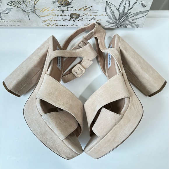 Steve Madden Womens Jodi Platform Block Sandals Beige Suede Size 9.5 New No Box - Picture 7 of 10
